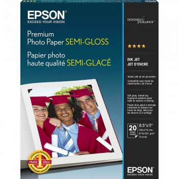Papel Especial Photo Premium Semigloss Carta Epson 20 Folhas 251g