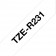 Fita Brother TZE-R231 12mm Preto sobre Cetim Branco