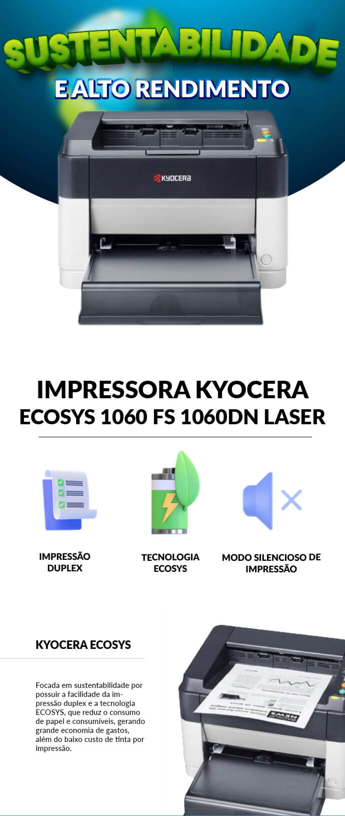 Impressora Kyocera Ecosys FS1060DN